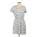 Old Navy Casual Dress - Mini Scoop Neck Short sleeves: Gray Camo Dresses - Women's Size Large