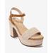 Boston Proper - Natural Neutral - Raffia Platform Ankle Strap Heel - 38