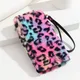 Frauen Mode Leopard druckt Kunst pelz lange Brieftasche Damen Geparden Muster flauschige Clutch