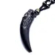 Naturstein schwarz und Eis Obsidian Anhänger Halskette Wolf Zahn Amulette und Talismane Paar