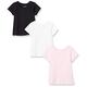 Amazon Essentials Mädchen Kurzärmlige T-Shirt-Oberteile (zuvor Spotted Zebra), 3er-Pack, Weiß/Schwarz/Rosa, 4 Jahre
