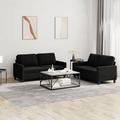 vidaXL 2 Piece Sofa Set with Cushions Black Velvet