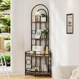 4-Tier Corner Bookshelf 59 Inch Tall Corner Shelf Open Plant Stand with Metal Frame Modern Style Storage Rack Shelves Multipurpose Bookshelf Bookcase for Bathroom Living Room Home Office Rustic Brown