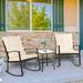 Futzca 3 Piece Outdoor Rocking Chair Set Beige