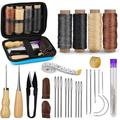 Portable Leather Working Kit with Large-Eye Stitching Needles Leather Working Tools and Supplies Waxed Thread Leather Upholstery Repair Kit Leather Sewing Tools for DIY Leather Craft