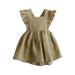 EHQJNJ Baby Clothes For Girls Sets Toddler Girl Summer Fly Sleeve Linen Cotton Solid Print Dress Ruffle Cute Girls Princess Backless Dress Green Graphic Prints