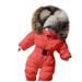 mveomtd Baby Girls Snowsuit Romper Hooded Warm Outerwear Jacket Jumpsuit Coat Ski Jacket Girls Snow Pants Toddler