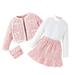 Baby Girl Outfits Spring Winter Long Sleeve Plaid Coat Tops Skirt Bag 4Pcs Outfits Clothes Set Baby Girls Clothing Pink 4 Years-5 Years