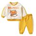 Baby Girl Outfits Baby Boys Long Sleeve Cute Cartoon Letter Sweatshirt Pullover Tops Patchwork Trousers Pants Outfit Set 2Pcs Clothes Baby Boys Clothing Sets Yellow 6 Months-12 Months