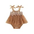 Baby Summer Romper Floral Print Lace Spaghetti Strap One-Piece Romper