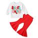 Fall Baby Girl Outfits Winter Christmas Long Sleeve Letter Prints Tops Pants 2Pcs Outfits Clothes Set Fall Clothes Baby Boy Fall Outfits White 18 Months-24 Months