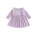 Toddler Girl Sweet A-Line Dress Ruffled Lace Patchwork Long Sleeve Round Neck Dress