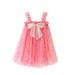 Toddler Baby Kids Girls Bowknot Sequin Summer Sleeveless Beach Tutu Dress Casual Layered Tulle Dresses Princess Birthday Party Beach Dresses 1-6Y Holiday Outfits for Girls Girls Summer Dresses 2t