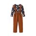 Baby Girl Outfits Long Sleeve Cartoon Print Tops And Solid Overall Pants 2Pcs Outfits Clothes Set Clothes Toddler Boy Fall Outfits Blue 12 Months-18 Months