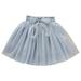 Fauean Girls Dresses Skirt Net Half Skirt Bow Tied Elastic Waist Princess Skirt Grey Size 140