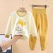 LEEy-world Girls Clothes Outfit Toddler Girls Boys Baby Soft Pajamas Toddler Cartoon Prints Hight Waist Long Sleeve Kid Sleepwear (Yellow 3-4 Years)