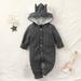 Daqian Baby Girl Clothes Clearance Toddler Baby Boys Girls Solid Color Cute Ears Winter Thick Keep Warm Jumpsuit Romper Toddler Girl Clothes Clearance Gray 12-18 Months