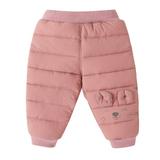 Fimkaul Boys Girls Pants Children Cute Cartoon Winter Warm Down Windproof Elastic Snow Ski Bib Trousers Outfits Clothes Casual Pants Baby Clothes Pink