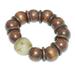 Ghana's Smile,'Sese Wood and Clear Recycled Glass Beaded Stretch Bracelet'