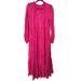 Free People Dresses | Free People Dress Womens Xs Hot Pink Edie Plaid Shirtdress Viola Maxi V Neck | Color: Pink | Size: Xs