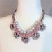 Anthropologie Jewelry | Anthropologie Textured Beaded And Velvet Statement Necklace | Color: Gray/Pink | Size: Os