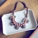 Anthropologie Jewelry | Anthropologie Textured Beaded And Velvet Statement Necklace | Color: Gray/Pink | Size: Os