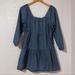 American Eagle Outfitters Dresses | American Eagle Long Sleeve Denim Tiered Dress Sz Small Square Neck Line Pockets | Color: Blue | Size: S