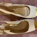 Jessica Simpson Shoes | Jessica Simpson White & Gold Platform Sling Back Heels | Color: White | Size: 10