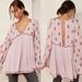 Free People Tops | Free People Diamond Embroidered Tunic Top Plum Pink Bell Sleeve Flowy Boho Xs | Color: Pink/Purple | Size: Xs