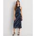 Ralph Lauren Dresses | Lauren Ralph Lauren Striped Crinkle Georgette Halt Navyblue 18 | Color: Blue | Size: Square 18