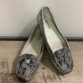 Michael Kors Shoes | Michael Kors Suede Hamilton Snake Embossed Silver Padlock Flats Loafers Shoes | Color: Black/Tan | Size: 7.5