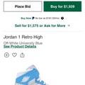 Nike Shoes | 1985 Jordan 1 Retro High Off-White University Blue | Color: Blue | Size: 9.5