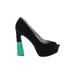 Qupid Heels: Black Color Block Shoes - Women's Size 8