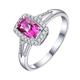 Promise Ring Band, Promise Ring to Self 18K White Gold AU750 1 1.2CT VVS Purple Pink Radiant Lab Sapphire with H White Natural Diamond Halo Sizer 1/2