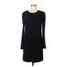 Ann Taylor LOFT Casual Dress - Shift Crew Neck Long sleeves: Black Polka Dots Dresses - Women's Size Medium