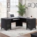 Sauder Tiffin Line L-Shaped Executive Desk Wood in Black/Brown | 29.764 H x 65.984 W x 65.984 D in | Wayfair 433262