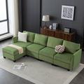 Green Reclining Sectional - Latitude Run® Marai 5 - Piece Upholstered Chaise Sectional Velvet | 33 H x 112.6 W x 56.4 D in | Wayfair