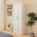 Latitude Run® High Wardrobe & Kitchen Cabinet w/ 2 Doors & 3 Partitions To Separate 4 Storage Spaces in White | Wayfair