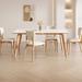 Corrigan Studio® Modern minimalist solid wood rock slab dining table & chairs Wood in Brown/White | 29.53 H x 31.5 W x 62.99 D in | Wayfair