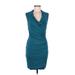 Tart Casual Dress - Bodycon Cowl Neck Sleeveless: Teal Print Dresses - Women's Size Medium