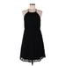 H&M Cocktail Dress - A-Line Halter Sleeveless: Black Print Dresses - Women's Size 8