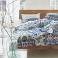 Housse de couette imprimée en percale de coton bleu 200x200