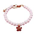 Farfi Cat Necklace Eye-catching Attractive Exquisite Elegant Flower Pendant Pet Cat Fake Pearl Necklace Pet Supply (Red XS)