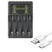 4 Slot Battery Charger Usb For Aaa/Aa Rechargeable Batteries With Led Indicator