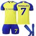 PhiFA 2022 Al-NASSR FC Ronaldo Soccer Jersey #7 Fans Jerseys Football Team Shirts Sportswear Activewear Set for Kids Youth Child Children wtih Socking Size 20