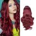 Wigs for Women Gradient Red Party Wigs Long Curly Hair Wig Natural Long Wig Synthetic Wavy Hair Women Wig 25 inch