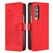 Wallet Case Compatible with Samsung Galaxy Z Fold 4 5G with Card Holder PU Leather Kickstand Women Men Embossed Magnetic Clasp Design Flip Folio Case Cover for Z Fold 4 5G Red