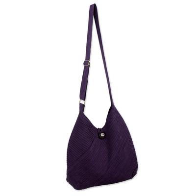 Cotton hobo bag with coin purse, 'Surreal Purple'