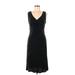 Isaac Mizrahi Casual Dress - Midi V Neck Sleeveless: Black Print Dresses - Women's Size Medium