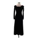 Neiman Marcus Casual Dress - Midi Boatneck Long sleeves: Black Print Dresses - Women's Size P